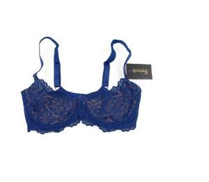 Frederick's of Hollywood Open Cup Sandie Blue Latte Lace Bra 32F